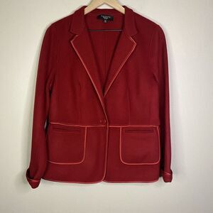 Talbots Classic Wool Blazer Red Sz 14P The Grace Fit Corporate Office Business